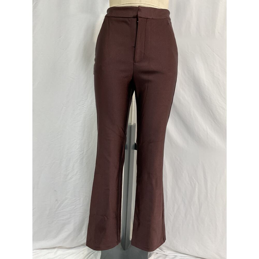 Good American 'Compression' Brown Nylon Shine Bootcut Trouser Pant Size 28